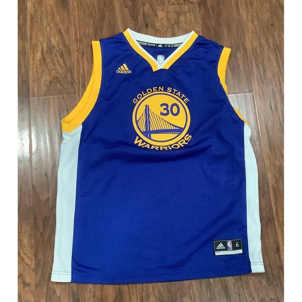 Golden State Warriors Jersey Youth Boys XL Blue Stephen Curry 30 Swingman Adidas